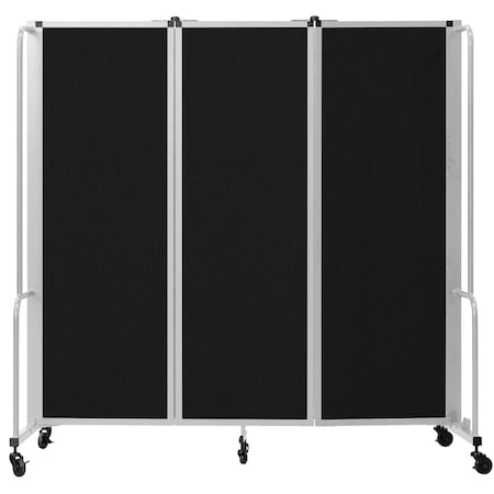 National Public Seating Room Divider, 6' Height, 3 Sections, Black Panels, Grey Frame RDG6-3PT10